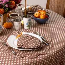Best Trudie Constance Chocolate Rectangle Tablecloth with Ruffle