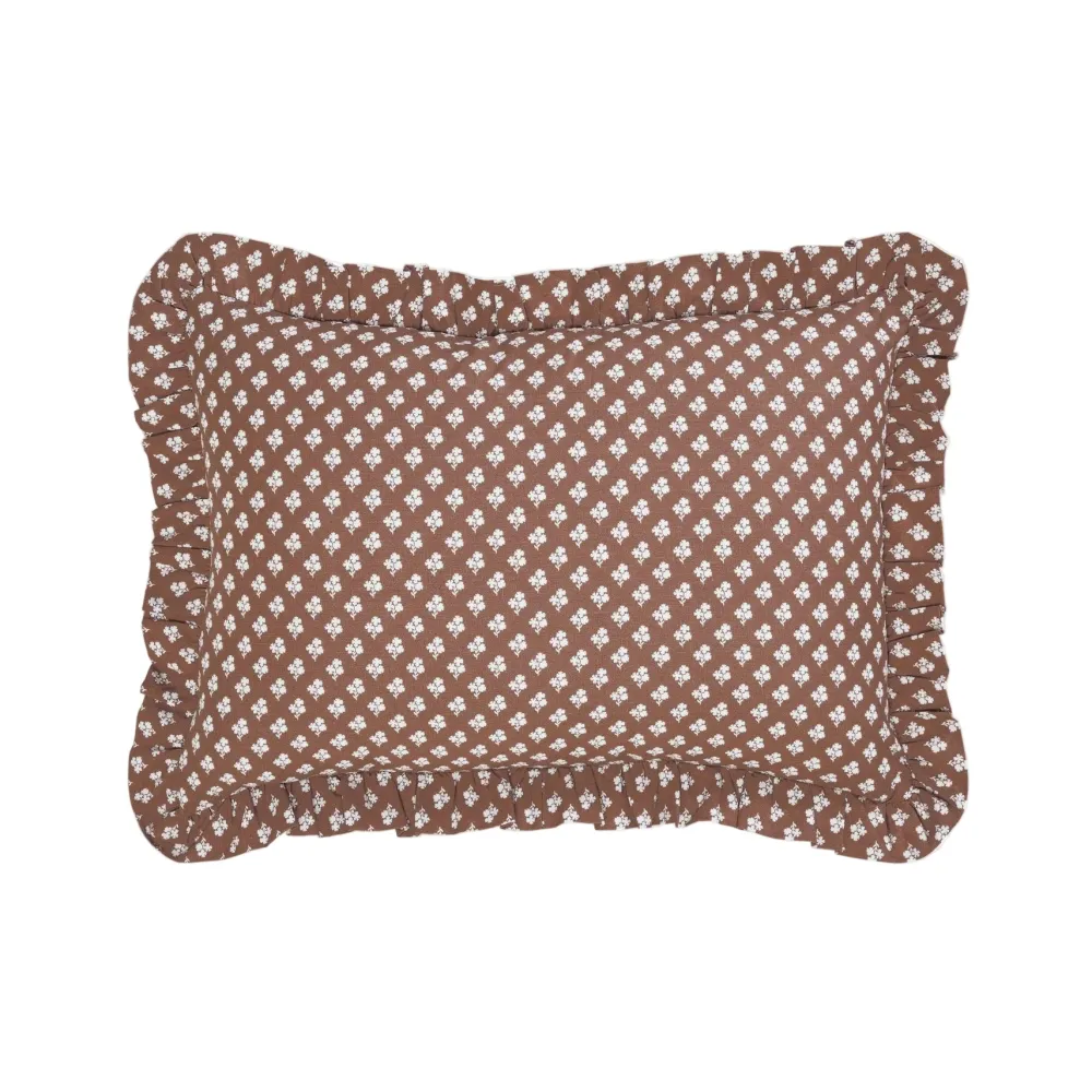Discount Trudie Constance Chocolate Ruffled Lumbar Pillow