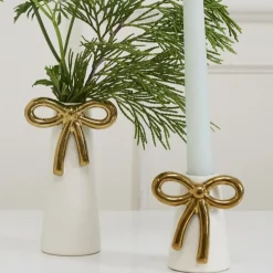 Outlet Accent Decor Coquette Gold Bow Candle Holder
