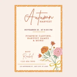 Discount Bonjour Fete Cozy Fall Digital Party Invitation