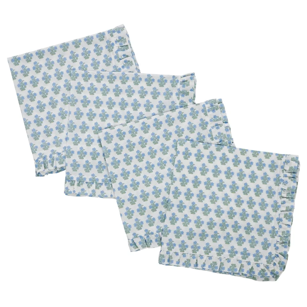 Outlet Trudie Dorothy Blue Ruffled Dinner Napkins - Set of 4