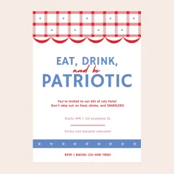 New Bonjour Fete Eat, Drink, and Be Patriotic Digital Party Invitation Download