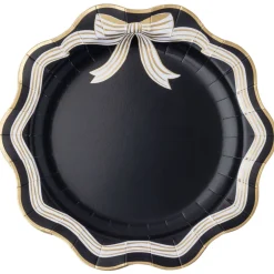 Bonjour Fete Elegant Black & White Bow Dinner Plates