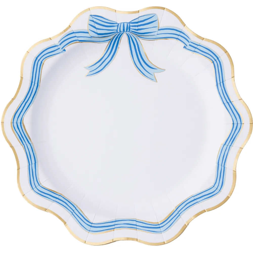 Best Bonjour Fete Elegant Blue & Gold Bow Dinner Plates