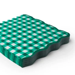 Clearance Bonjour Fete Elegant Emerald Green Gingham Dinner Napkins