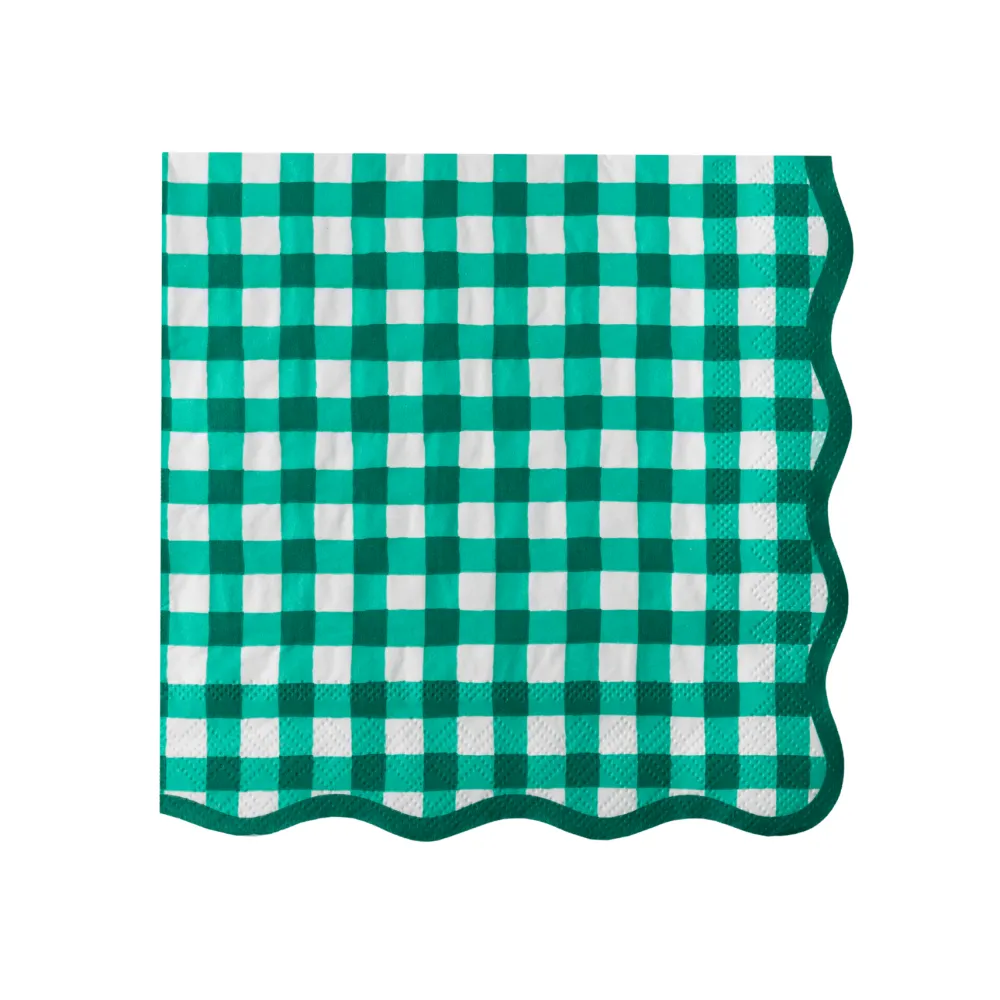 Clearance Bonjour Fete Elegant Emerald Green Gingham Dinner Napkins