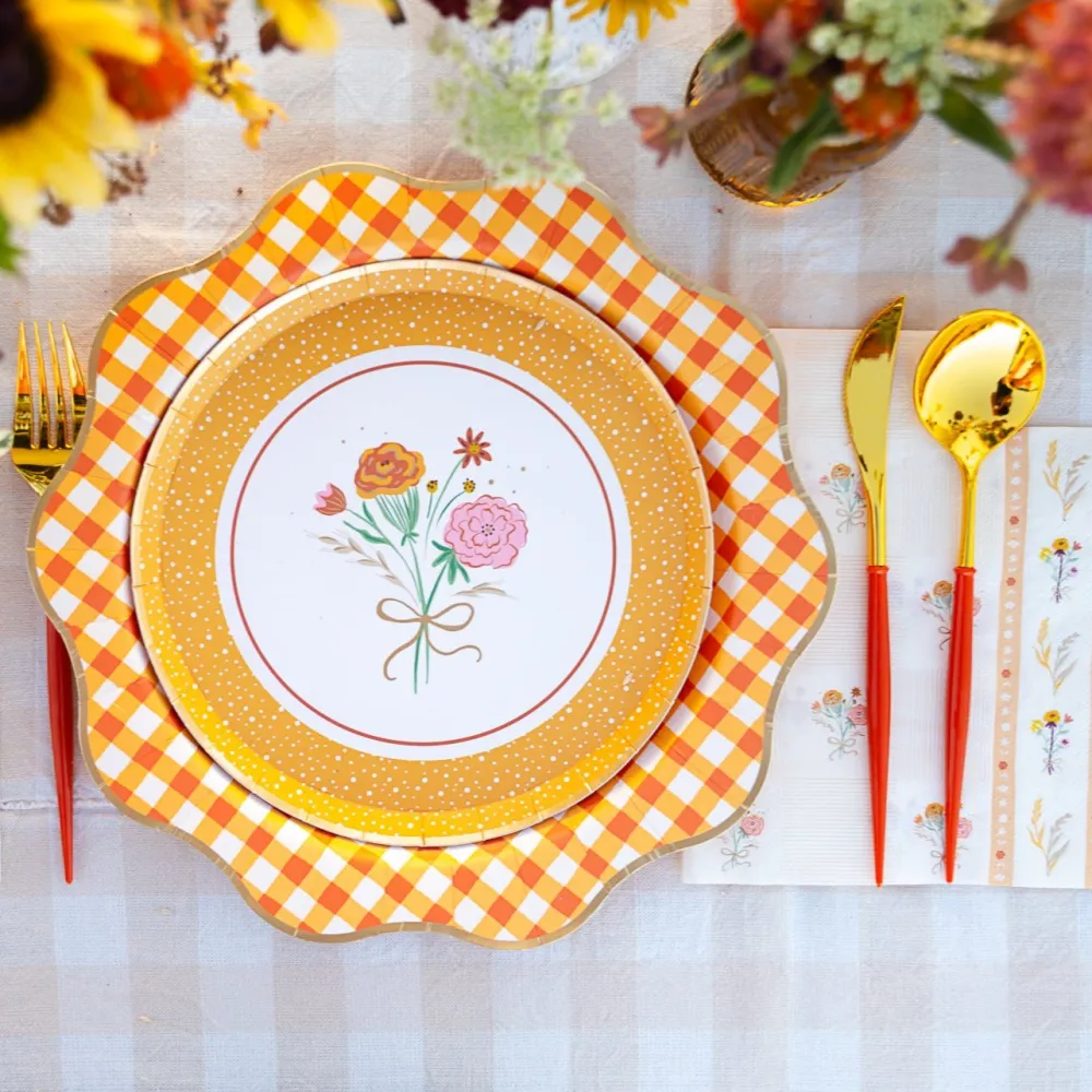 Discount Bonjour Fete Elegant Fall Plaid Dinner Plates