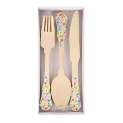Hot Meri Meri Elegant Floral Wooden Cutlery