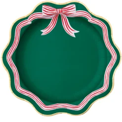 Sale Bonjour Fete Elegant Green Peppermint Bow Dinner Plates