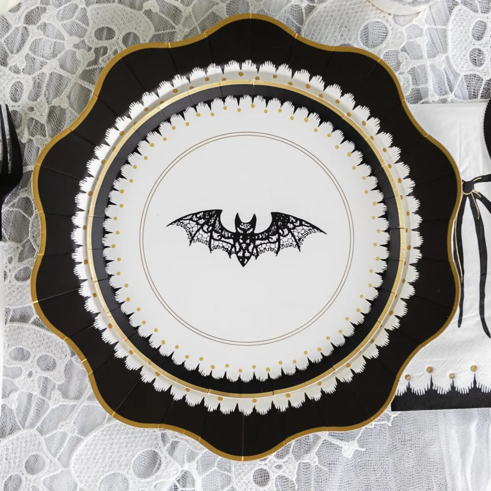 Best Bonjour Fete Elegant Halloween Dessert Lacy Bat Plates