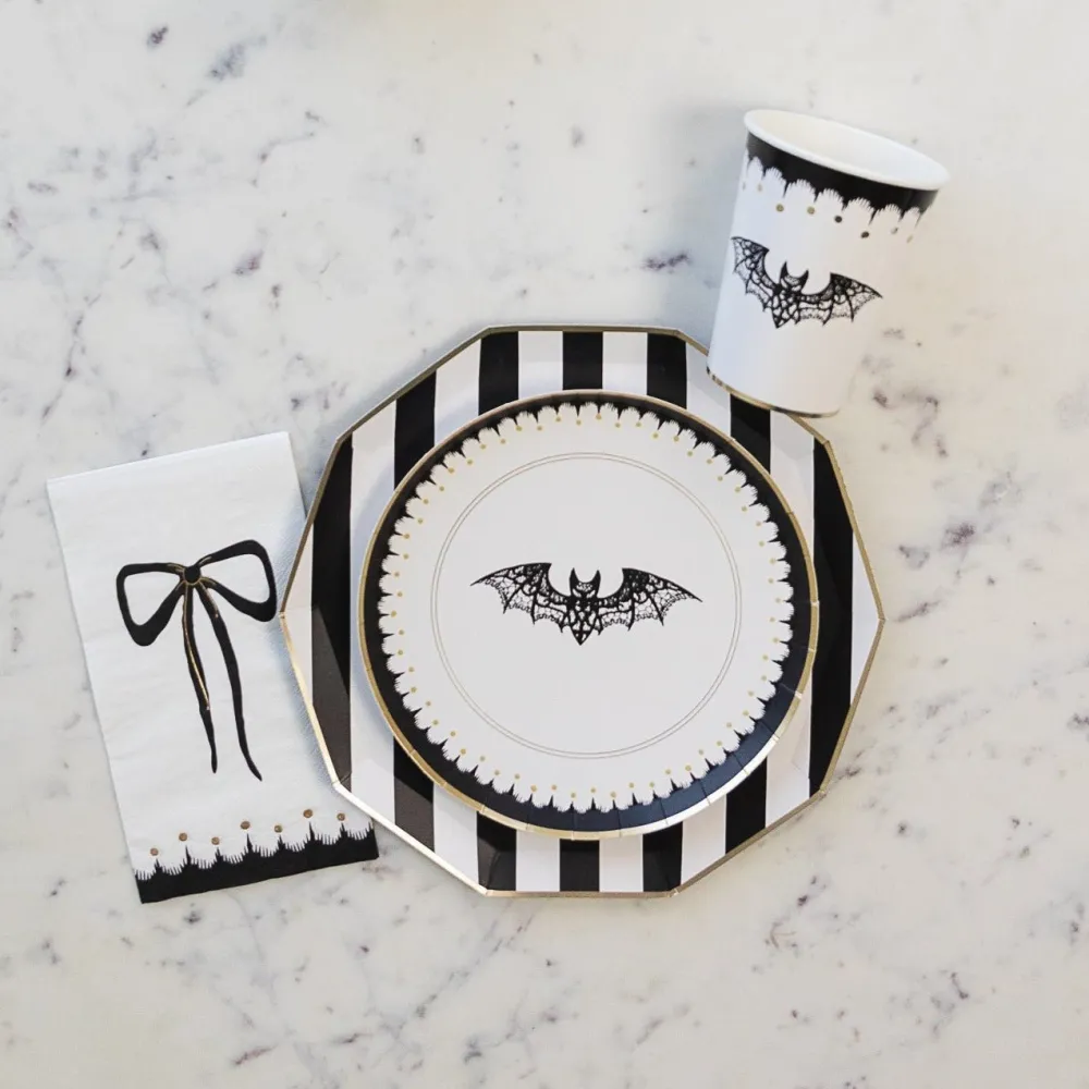 Best Bonjour Fete Elegant Halloween Dessert Lacy Bat Plates