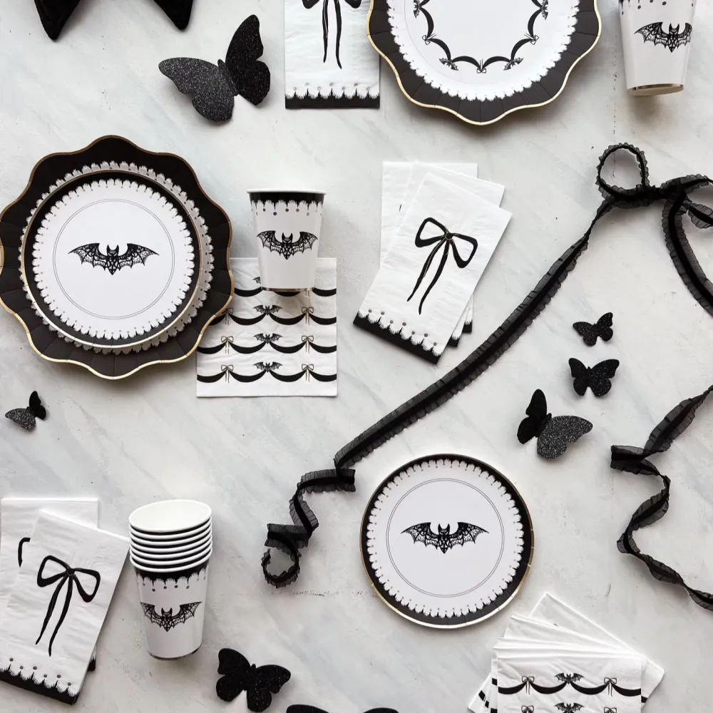 Best Bonjour Fete Elegant Halloween Dessert Lacy Bat Plates