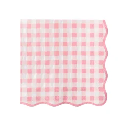 Clearance Bonjour Fete Elegant Petal Pink Gingham Dinner Napkins