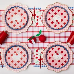Outlet Bonjour Fete Elegant Petal Pink Gingham Dinner Plates