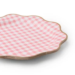 Outlet Bonjour Fete Elegant Petal Pink Gingham Dinner Plates