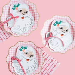 Outlet Bonjour Fete Elegant Petal Pink Gingham Dinner Plates