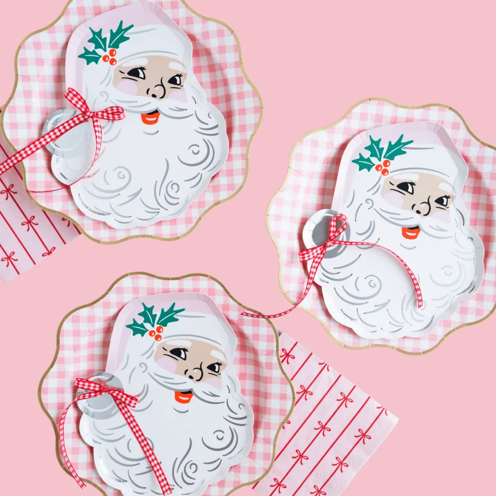 Outlet Bonjour Fete Elegant Petal Pink Gingham Dinner Plates