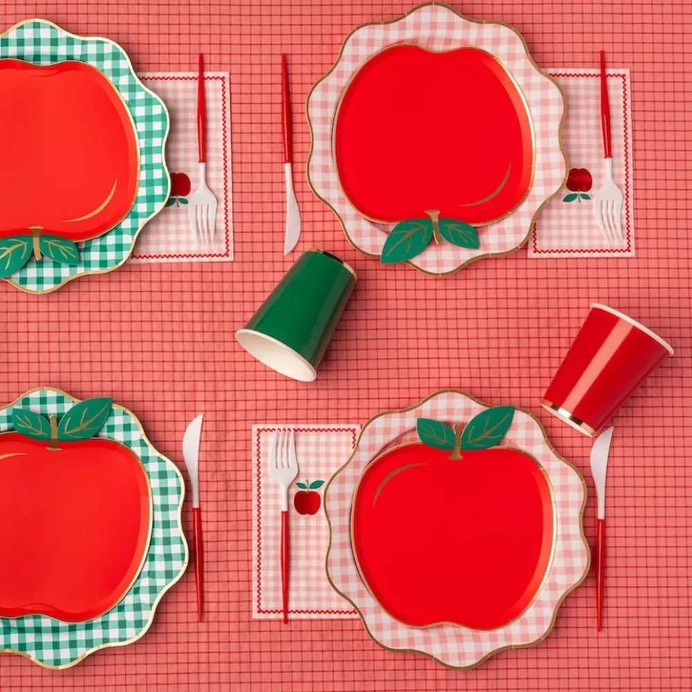Outlet Bonjour Fete Elegant Petal Pink Gingham Dinner Plates