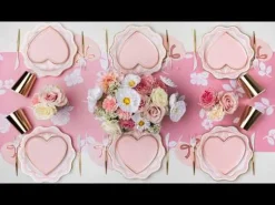 Bonjour Fete Elegant Pink & Gold Bow Dinner Plates