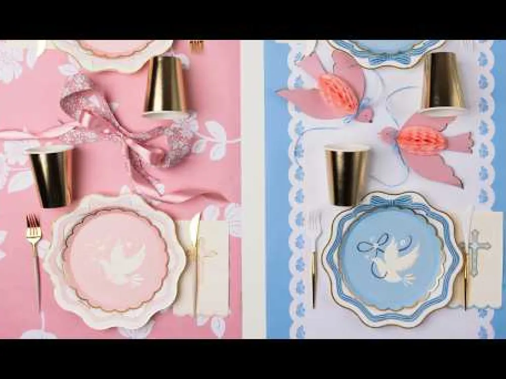 Bonjour Fete Elegant Pink & Gold Bow Dinner Plates