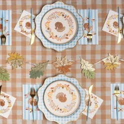 Best Bonjour Fete Elegant Sky Blue Gingham Dinner Plates