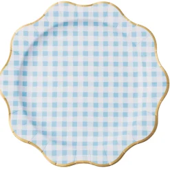 Best Bonjour Fete Elegant Sky Blue Gingham Dinner Plates