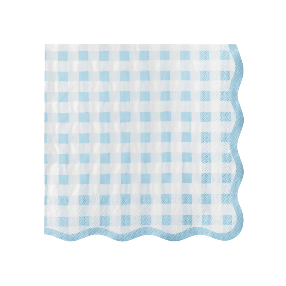 Clearance Bonjour Fete Elegant Sky Blue Gingham Dinner Napkins
