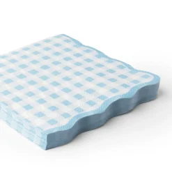 Clearance Bonjour Fete Elegant Sky Blue Gingham Dinner Napkins