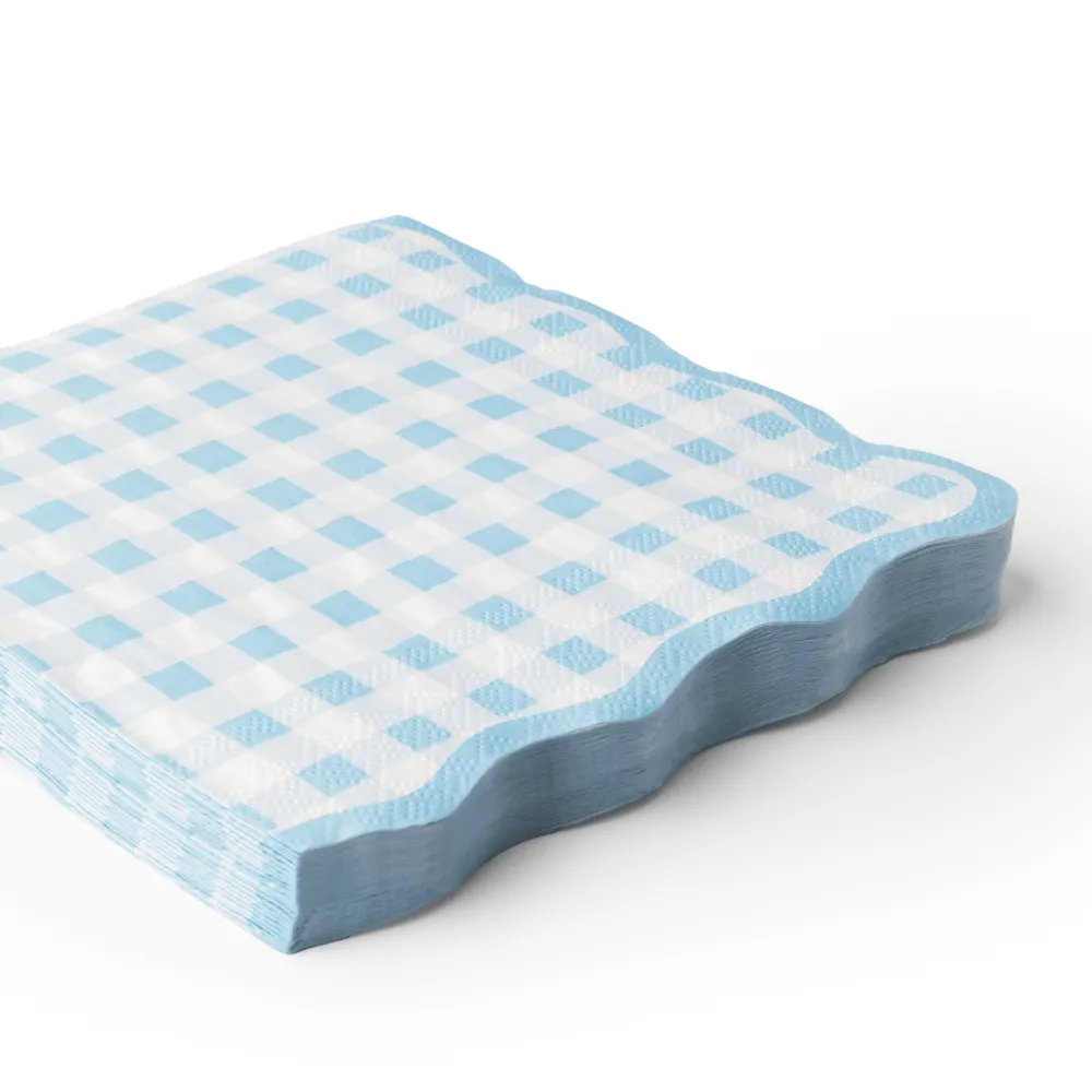 Clearance Bonjour Fete Elegant Sky Blue Gingham Dinner Napkins