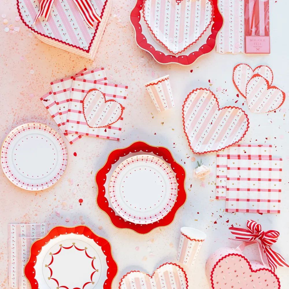 Online Bonjour Fete Elegant Valentine Plaid Dinner Napkins