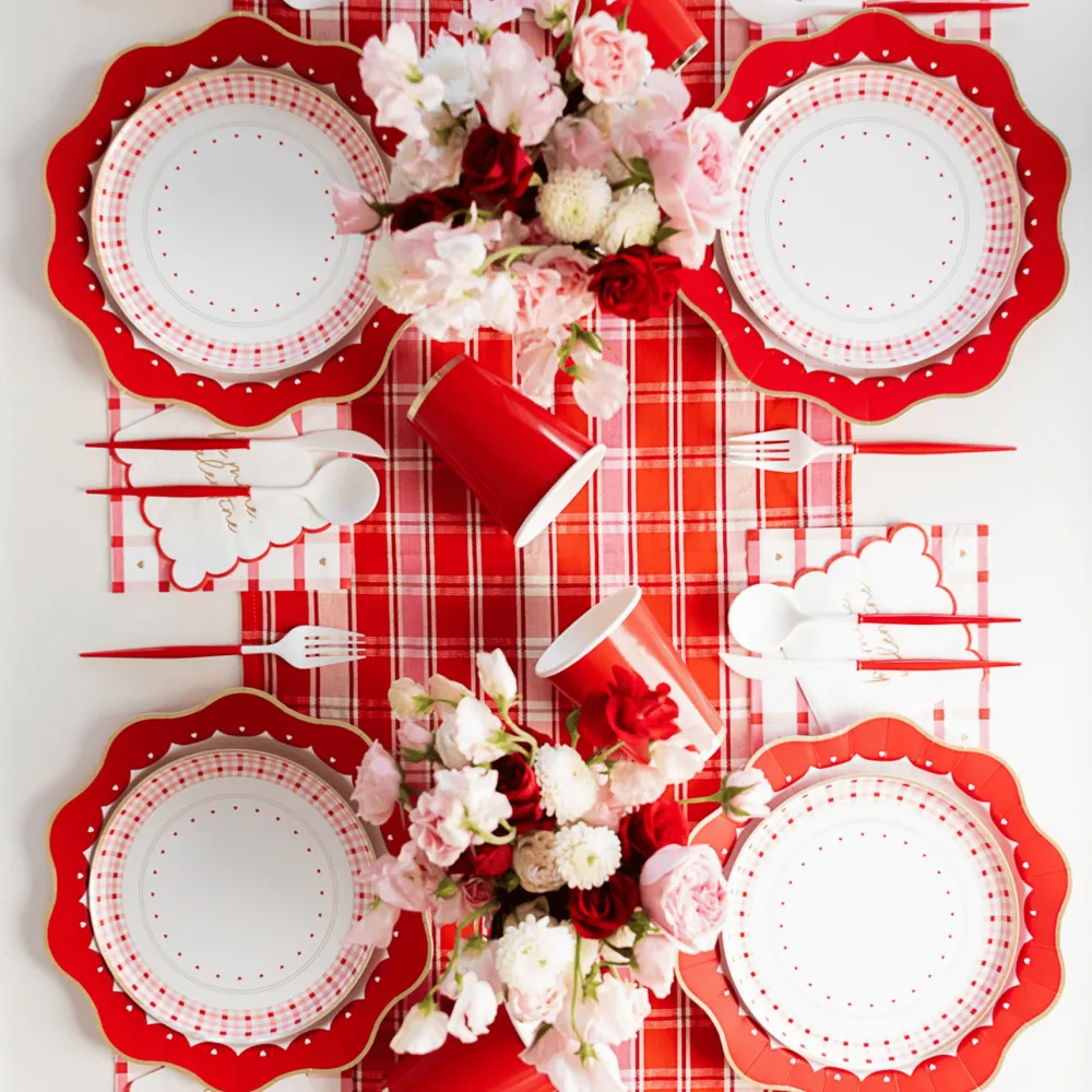 Online Bonjour Fete Elegant Valentine Plaid Dinner Napkins