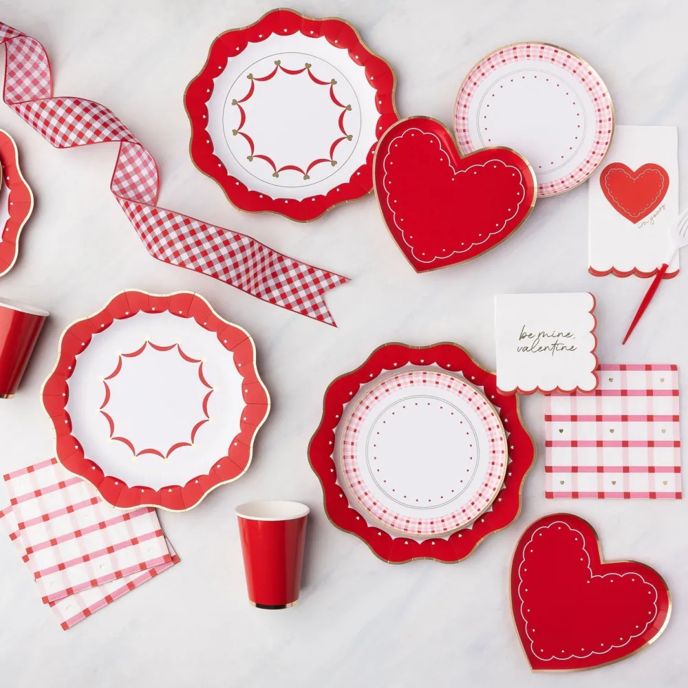 Online Bonjour Fete Elegant Valentine Plaid Dinner Napkins