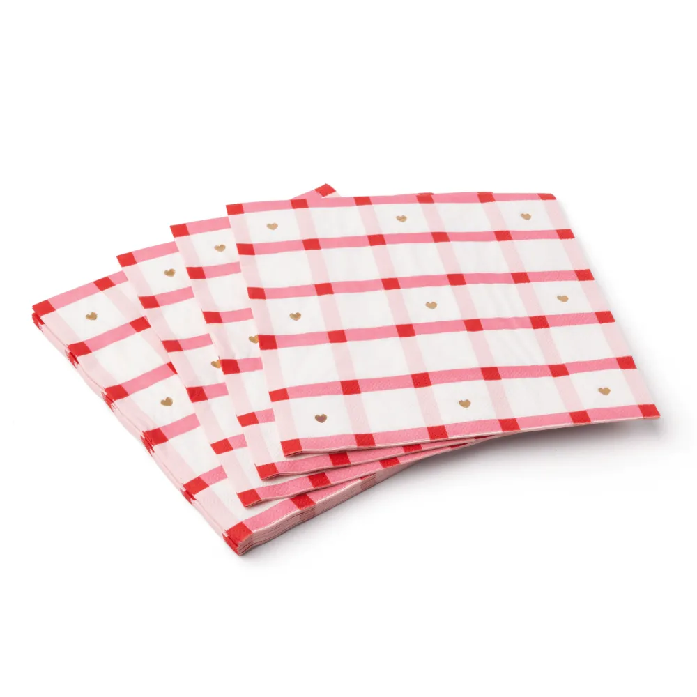 Online Bonjour Fete Elegant Valentine Plaid Dinner Napkins