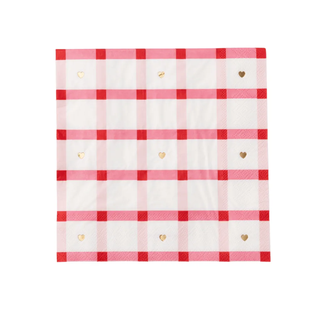 Online Bonjour Fete Elegant Valentine Plaid Dinner Napkins