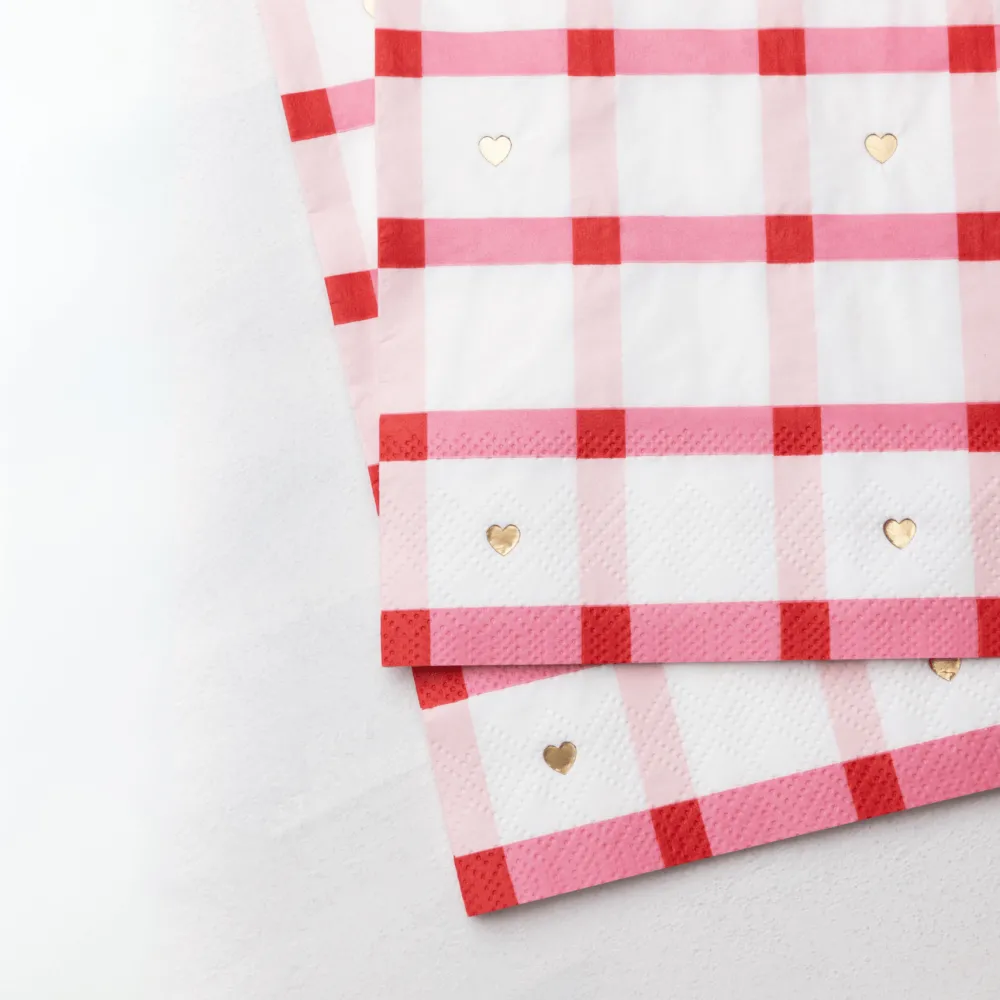 Online Bonjour Fete Elegant Valentine Plaid Dinner Napkins