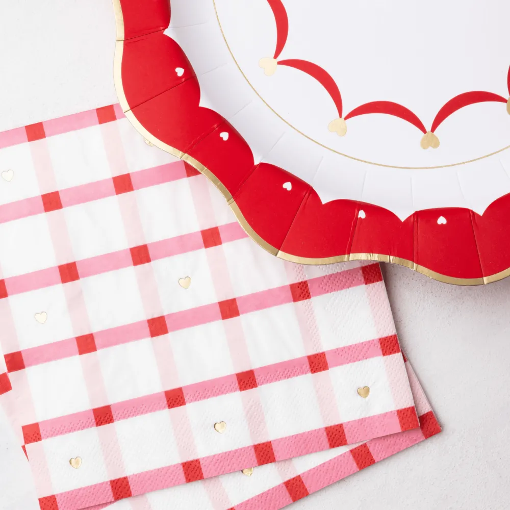 Online Bonjour Fete Elegant Valentine Plaid Dinner Napkins