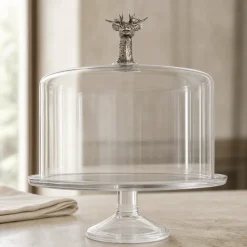 Best Vagabond House Elk Head Knob Glass Covered Cake / Dessert Stand