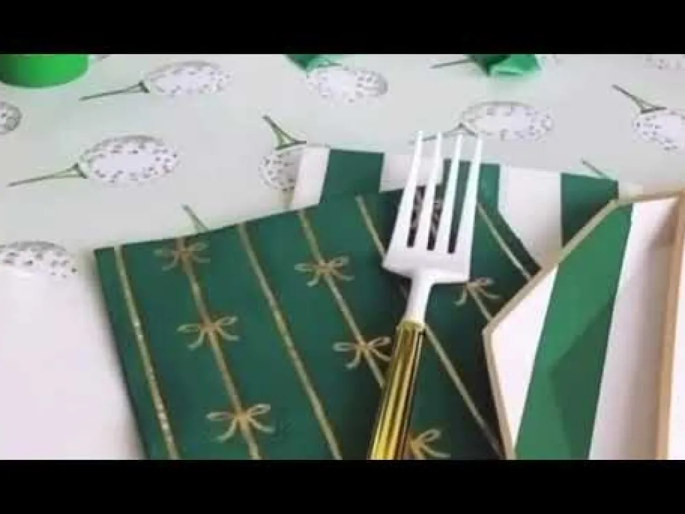 New Bonjour Fete Emerald Green Signature Cabana Stripe Plates