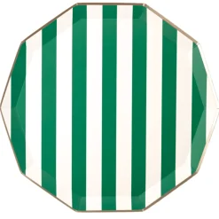 New Bonjour Fete Emerald Green Signature Cabana Stripe Plates