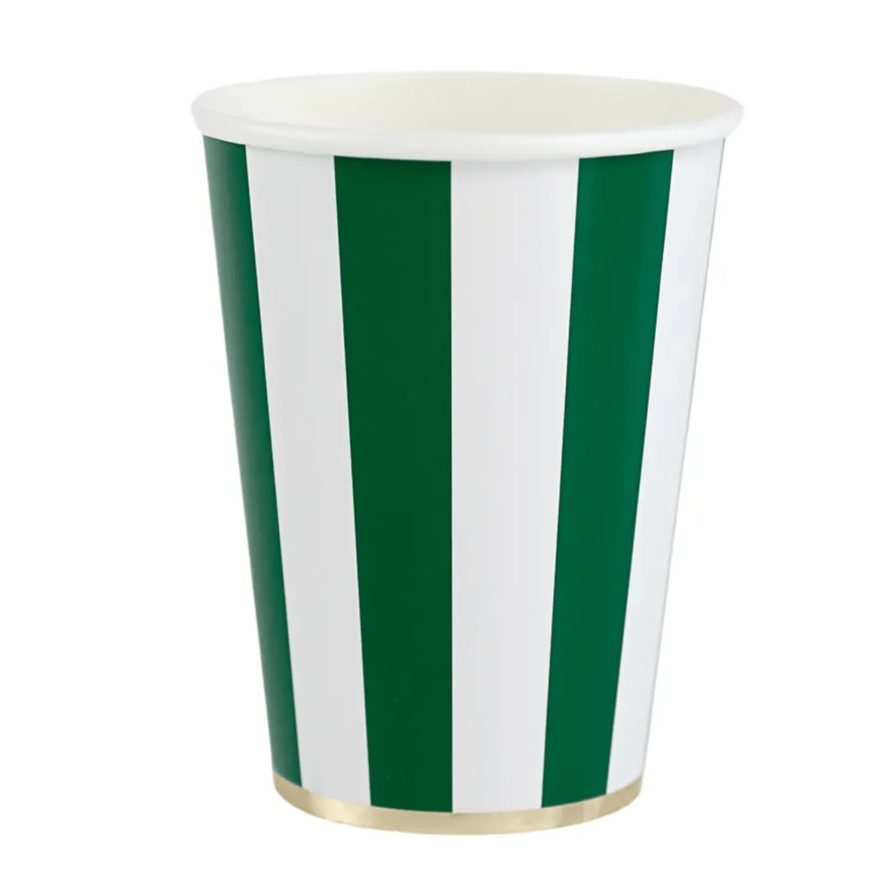 Discount Bonjour Fete Emerald Green Signature Cabana Stripe Cups