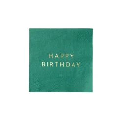 Hot Bonjour Fete Emerald Green Signature Happy Birthday Cocktail Napkins