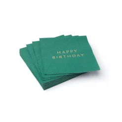Hot Bonjour Fete Emerald Green Signature Happy Birthday Cocktail Napkins