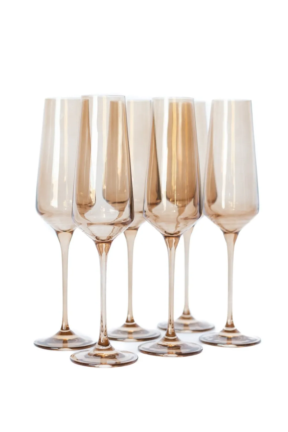 Estelle Colored Glass Estelle Colored Champagne Flute - Set of 6 {Mocha Mousse (Our Amber Smoke)}