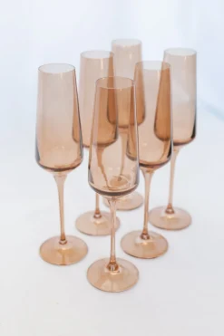 Estelle Colored Glass Estelle Colored Champagne Flute - Set of 6 {Mocha Mousse (Our Amber Smoke)}