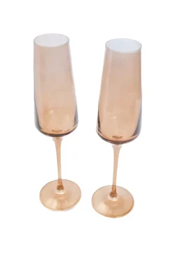 Estelle Colored Glass Estelle Colored Champagne Flute - Set of 6 {Mocha Mousse (Our Amber Smoke)}