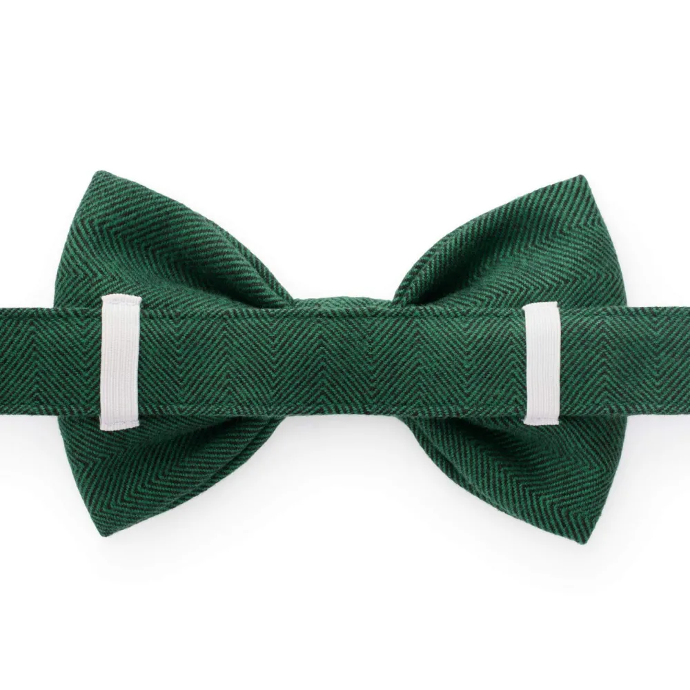 Best The Foggy Dog Evergreen Herringbone Flannel Dog Bow Tie