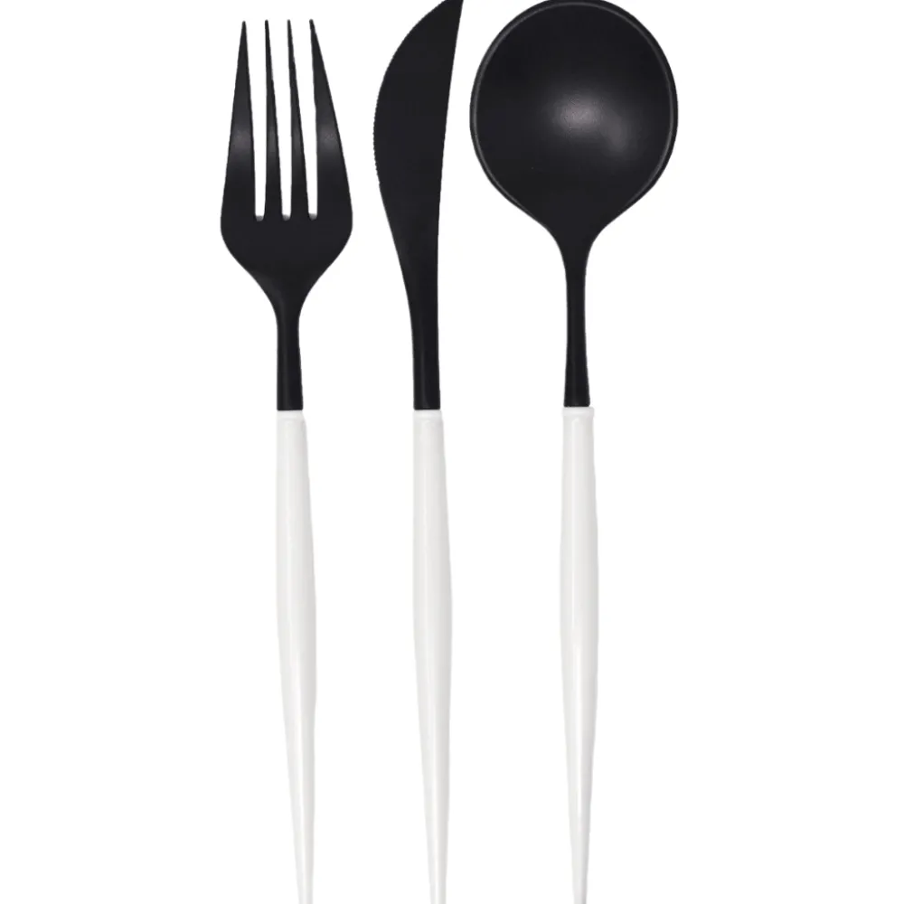 Hot Sophistiplate Fancy Black & White Cutlery
