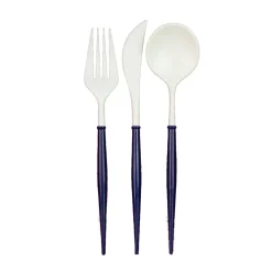 Sophistiplate Fancy Navy & White Cutlery
