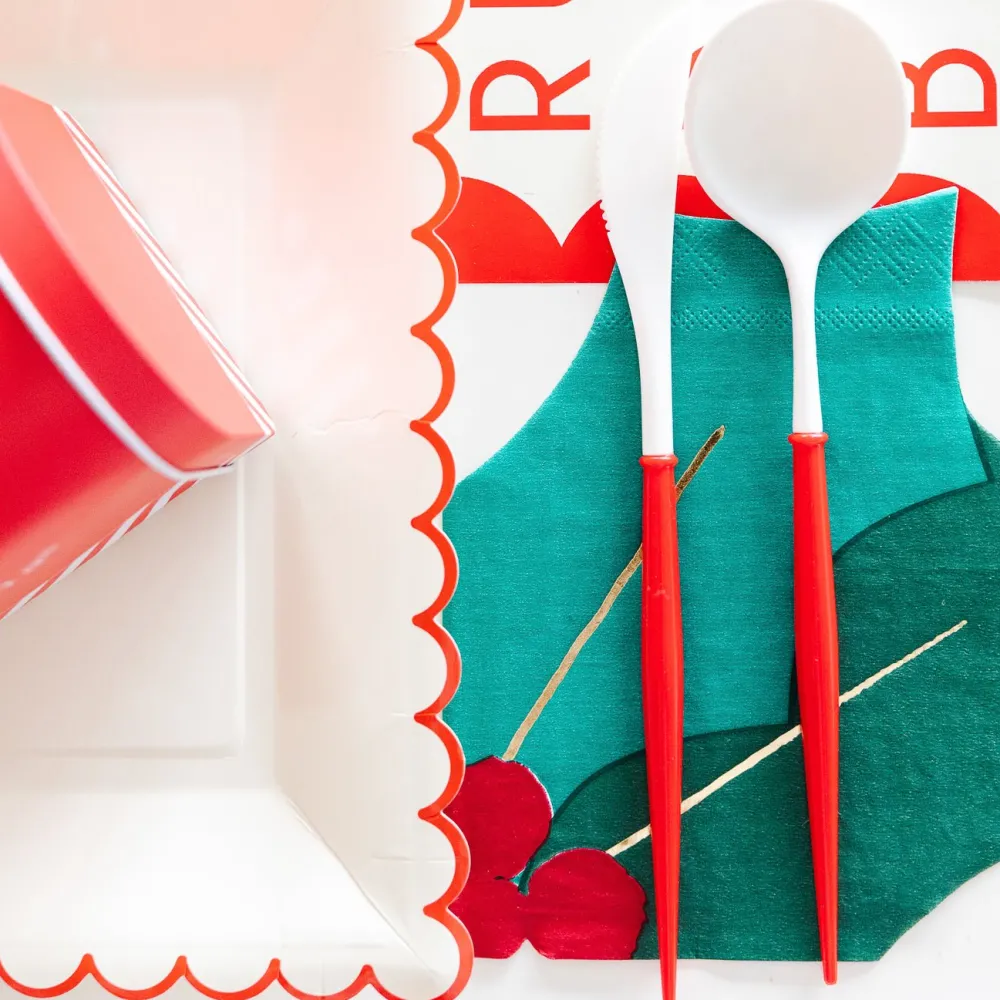Outlet Sophistiplate Fancy Red and White Cutlery