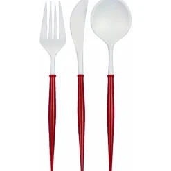 Outlet Sophistiplate Fancy Red and White Cutlery